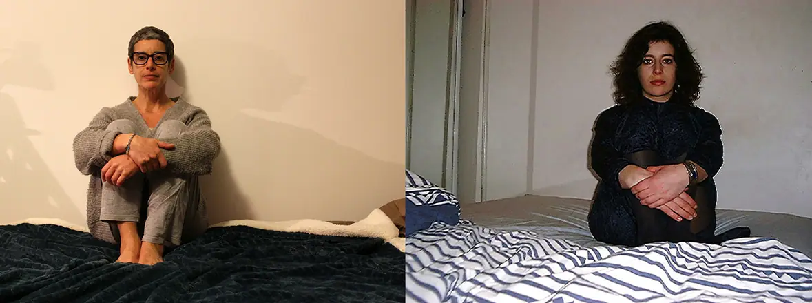 Habillée dos au mur. Je l'imité amusée et me réjouie d'être aujourd'hui.