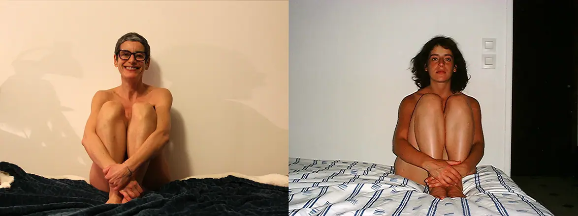 Nue dos au mur. Souvenir de cet état lourd, à cette période là. Je l'imité amusée et me réjouie d'être aujourd'hui.