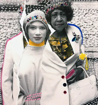 2022. Mes portraits au goût du jour. Fêtes de Pâques, New York, 5ème avenue, un jour, en 1994... Photographies argentiques. Intervention sur