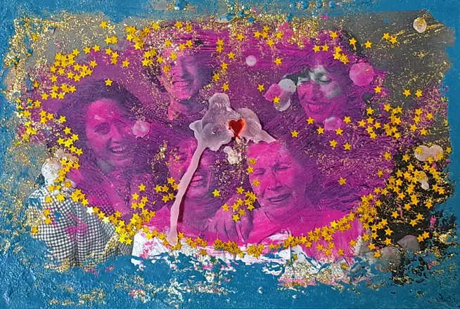 2023. Portrait de famille au goût du jour. Paris. 1987... Intervention variée sur photocopie.