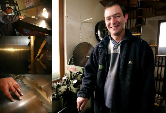 MECANICIEN AFFUTEUR Dans son atelier il affûte les nombreuses lames de la scierie. Il assure l'entretien et la réparation des machines.